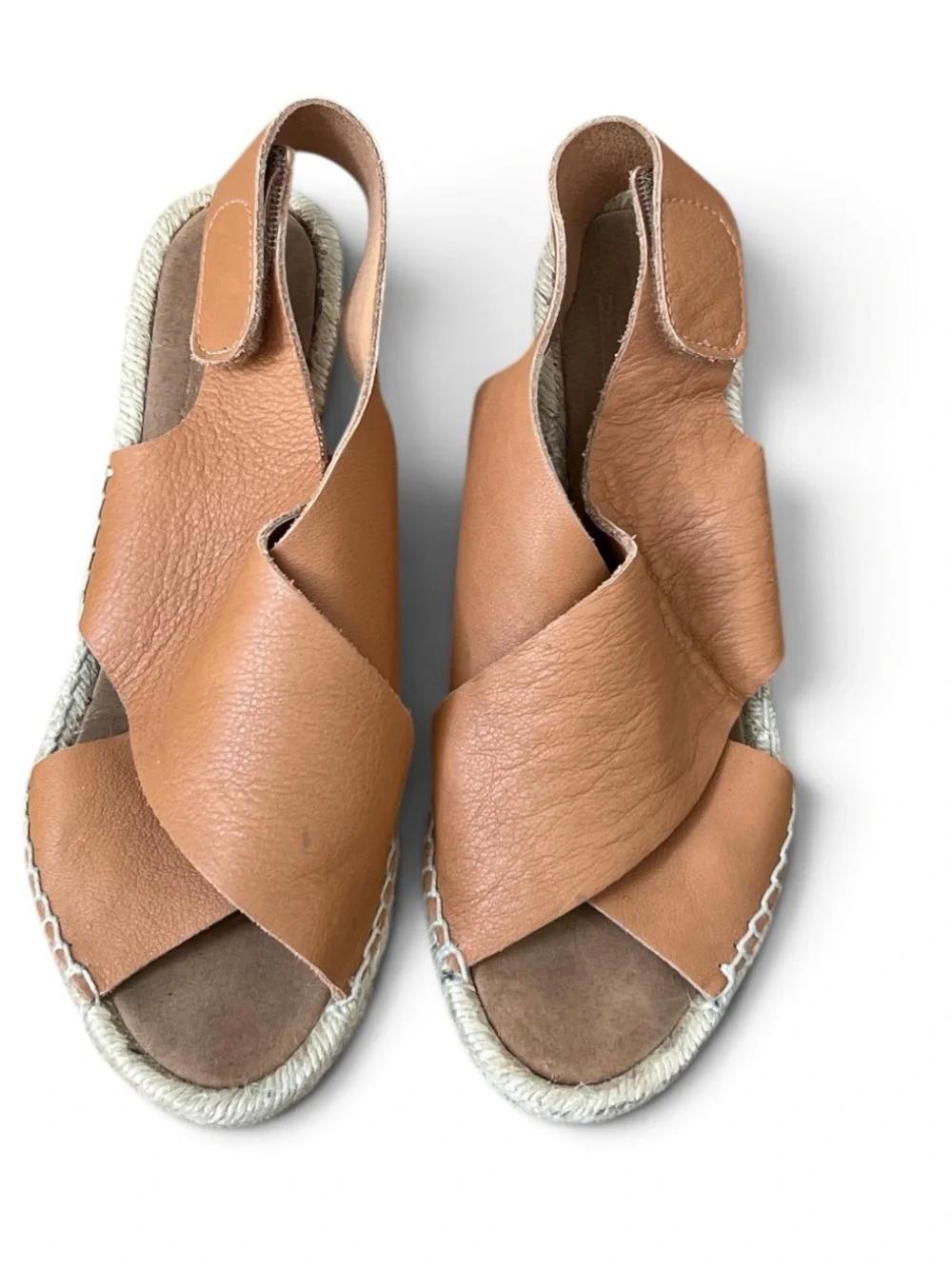 Maypol Tan Leather Espadrille Wedge Sandals EU 38 US 7.5–8 Spain